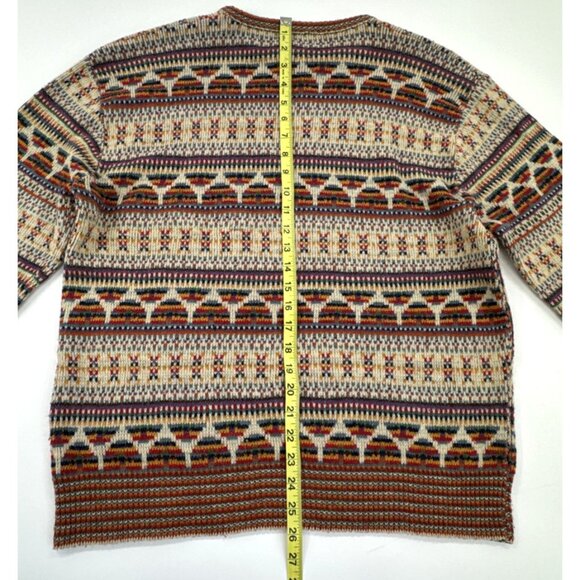 Vintage MG 100% Virgin Wool Wintuk Sweater Mens Large Boho Aztec Mexican Colors - Picture 9 of 10